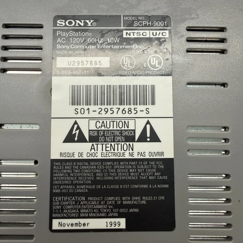 Sony PlayStation 1 Console SCPH-9001 Gray Bundle Controller Cables - TESTED